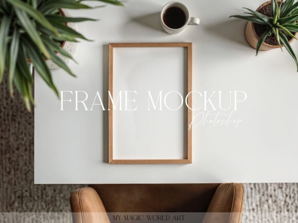 Download Psd Mockup Frame on the Table - Mockup Collection