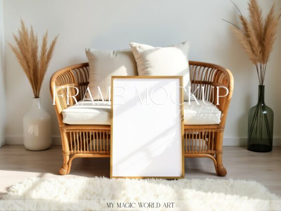 Download Boho Frame Poster Mockup Smart Object - Mockup Collection