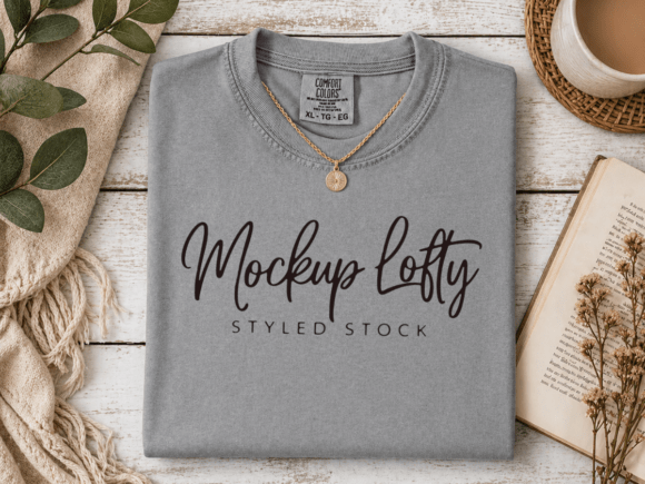Download Comfort Colors 1717 Grey Flatlay Mockup - Mockup Collection