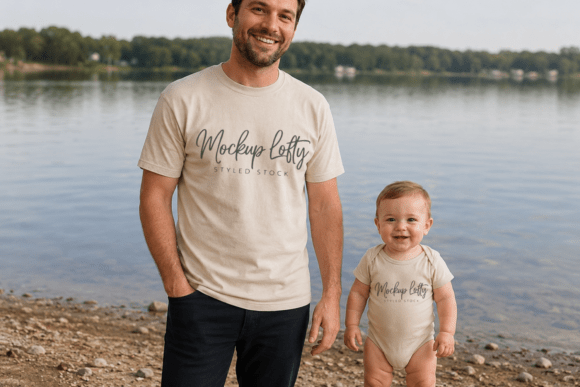 Download Daddy and Me Gildan 5000 Sand Mockup 17 - Mockup Collection