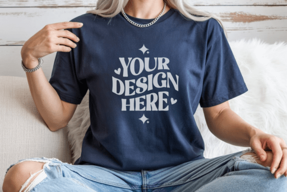 Download Comfort Colors 1717 Navy Tshirt Mockup - Mockup Collection