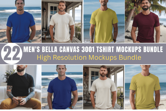 Download Men's Bella Canvas 3001 Tshirt Mockups - Mockup Collection