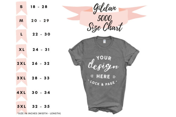 Download Gildan 5000 Size Chart Unisex Mockup - Mockup Collection