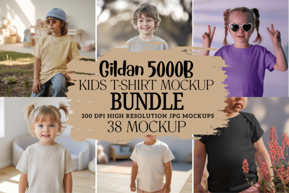 Download Kids Gildan 5000B T-shirt Mockup Bundle - Mockup Collection