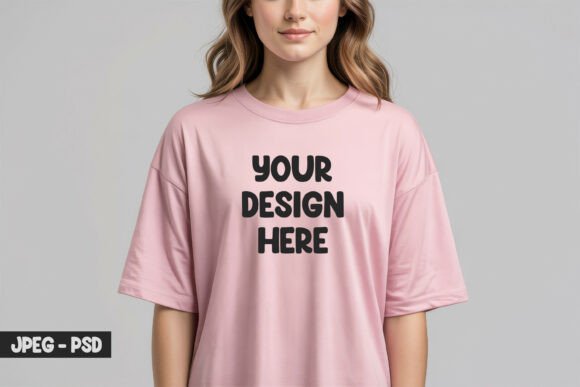 Download Oversized Pink T-Shirt PSD Mockup - Mockup Collection