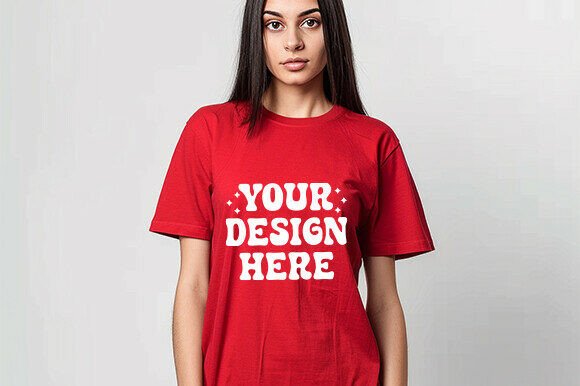 Download Black Friday Women’s TShirt Mockup Red - Mockup Collection