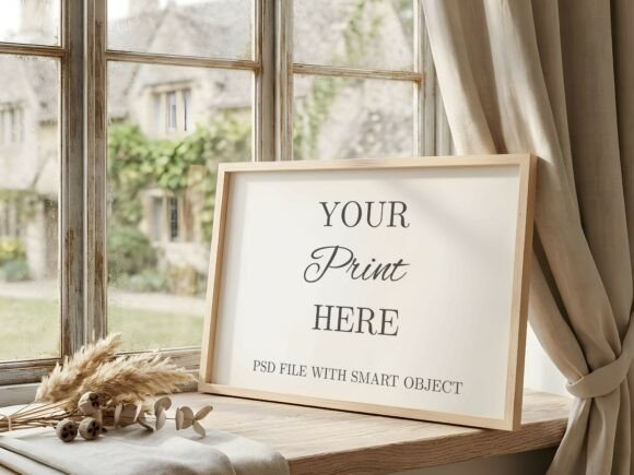 Download Horizontal Frame Mockup Cozy Window - Mockup Collection