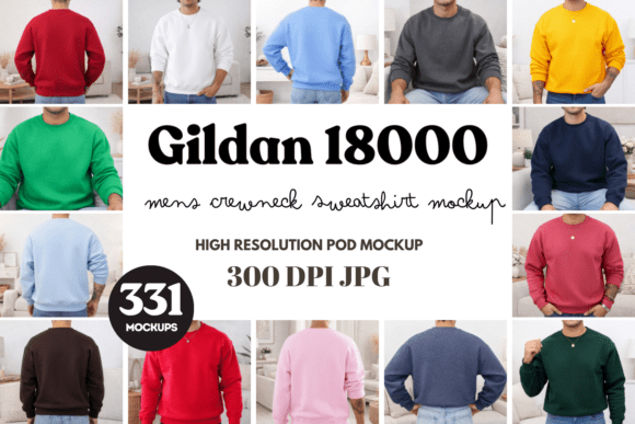 Download Gildan 18000 Sweatshirt Mockup Bundle - Mockup Collection