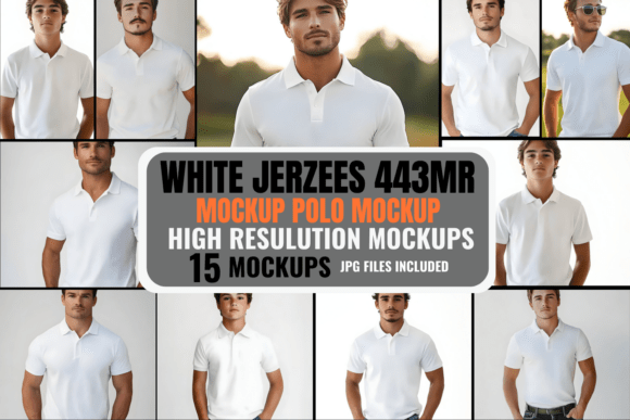 Download White Jerzees 443MR Polo Mockup Bundle - Mockup Collection