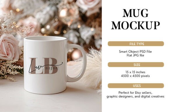 Download Romantic Christmas Mug Mockup PSD &amp; JPG - Mockup Collection