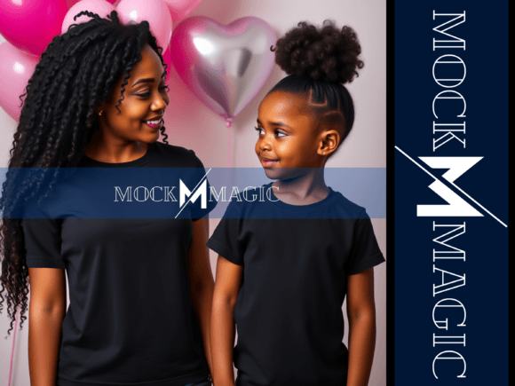 Download Mother Daughter Black Shirt Mockup - Mockup Collection