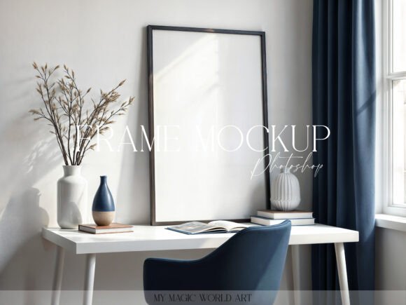 Download Psd Mockup Frame on the Table - Mockup Collection