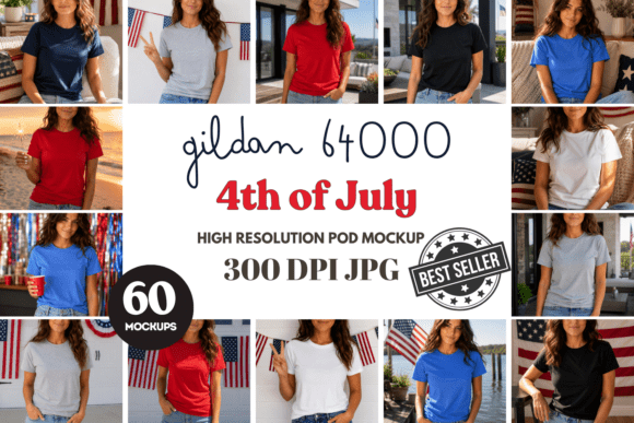 Download Gildan 64000 4th of July Female Mockups - Mockup Collection