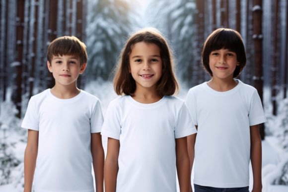 Download Kids White T-Shirt Mockups in Winter - Mockup Collection