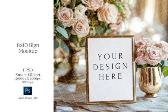 Download Blush Roses Gold 8x10 Sign Mockup PSD - Mockup Collection