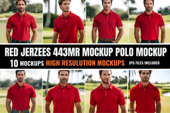 Download Red Jerzees 443MR Polo Mockup Bundle - Mockup Collection
