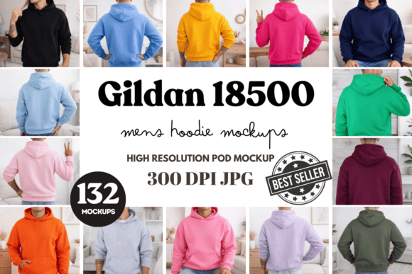 Download Gildan 18500 Mens Hoodie Mockup Bundle - Mockup Collection