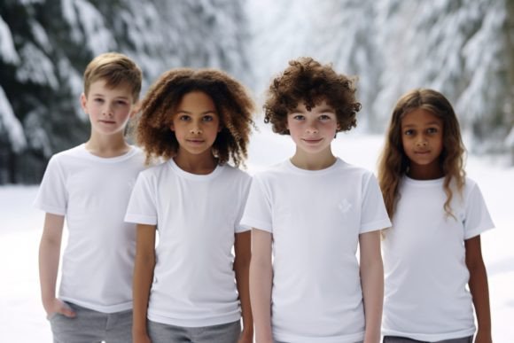 Download Kids White T-Shirt Mockups in Winter - Mockup Collection