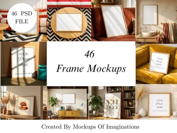 Download 46 Oak Wood Frame Mockup Bundle - Mockup Collection
