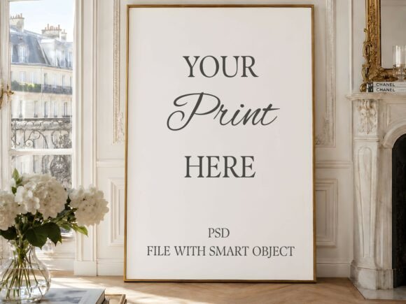 Download Parisian Gold Floor Frame Mockup PSD - Mockup Collection