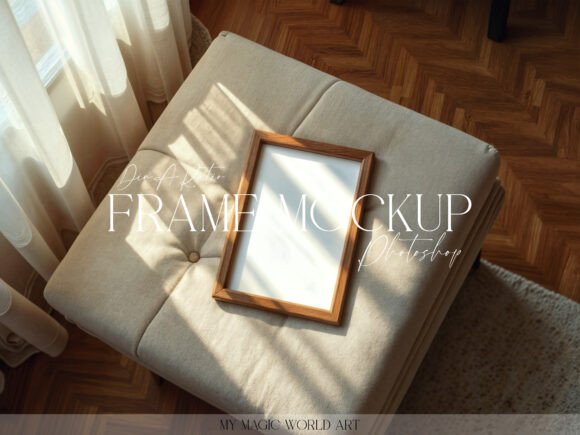 Download Psd Mockup Frame on Padding Stool - Mockup Collection