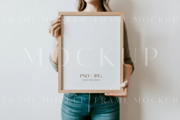 Download Modern Woman Holding 11x14 Frame Mockup - Mockup Collection