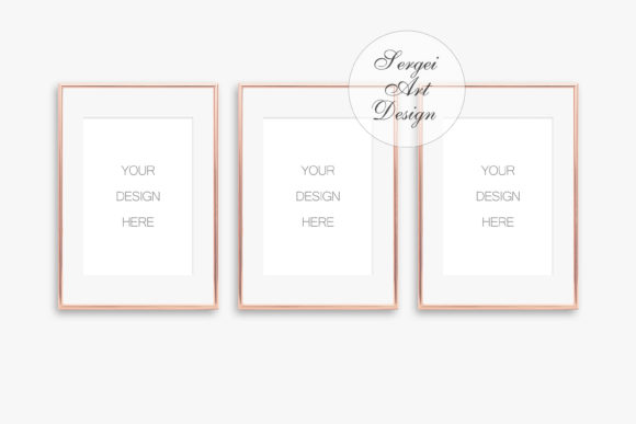Download Set of 3 Rose Gold Frame Mockup - Mockup Collection