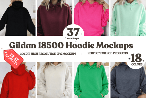 Download Gildan 18500 Hoodie Mockup Bundle - Mockup Collection