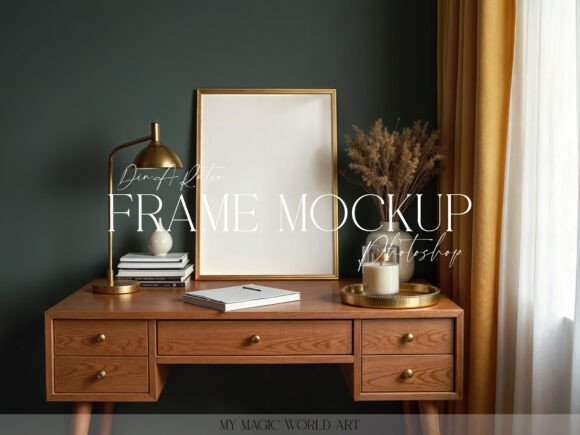Download Psd Mockup Frame on the Table - Mockup Collection
