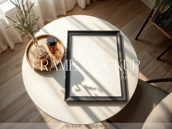 Download Psd Mockup Frame on the Table - Mockup Collection