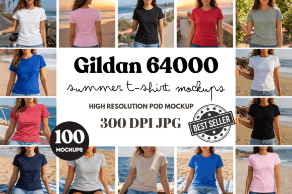 Download Gildan 64000 Summer T-shirt Mockups - Mockup Collection
