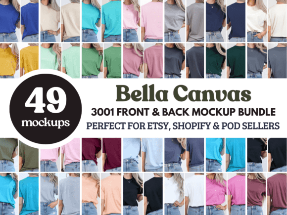 Download BC3001 Front &amp; Back Tshirt Mockup Bundle - Mockup Collection