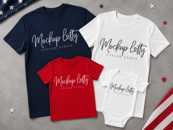 Download Family Group 4th of July Flat Lay Mockup - Mockup Collection