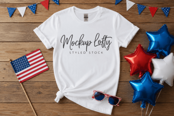 Download 4th of July Flat Lay T-shirt Mockup 25 - Mockup Collection