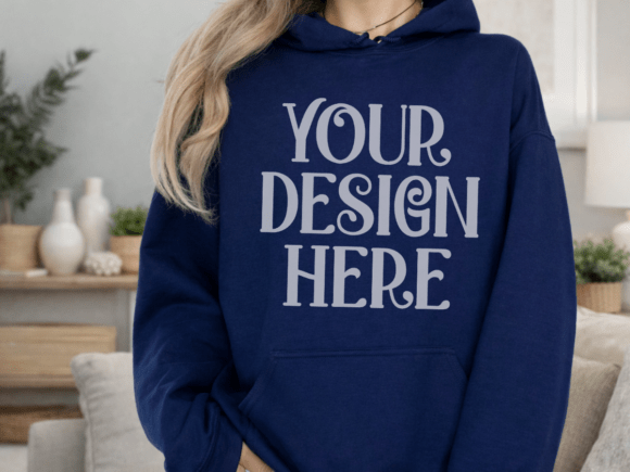 Download Gildan 18500 Navy Hooded Mockup - Mockup Collection