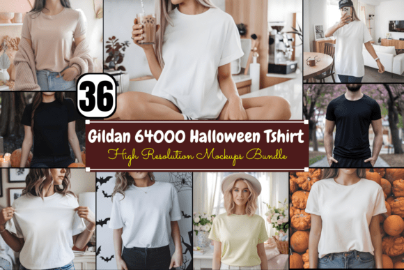 Download Gildan 64000 Halloween Tshirt Mockups Bu - Mockup Collection