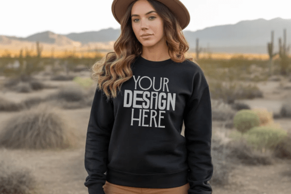 Download Gildan Black Sweatshirt Mockup - Mockup Collection