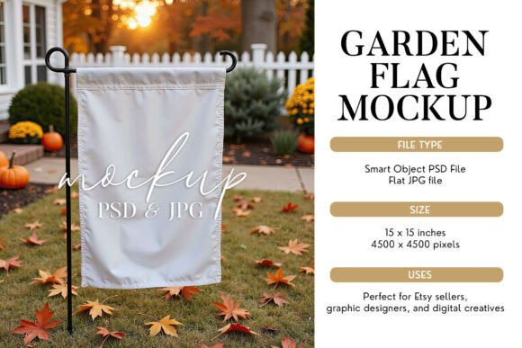 Download PSD Smart Object Fall Garden Flag Mockup - Mockup Collection