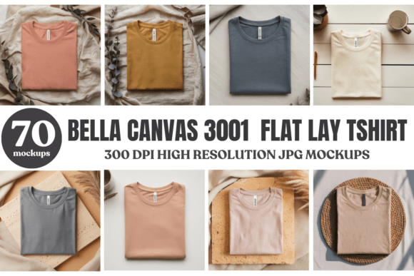 Download Bella Canvas 3001 Flat Lay Mockup Bundle - Mockup Collection