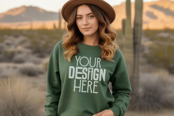 Download Gildan Forest Green Sweatshirt Mockup - Mockup Collection
