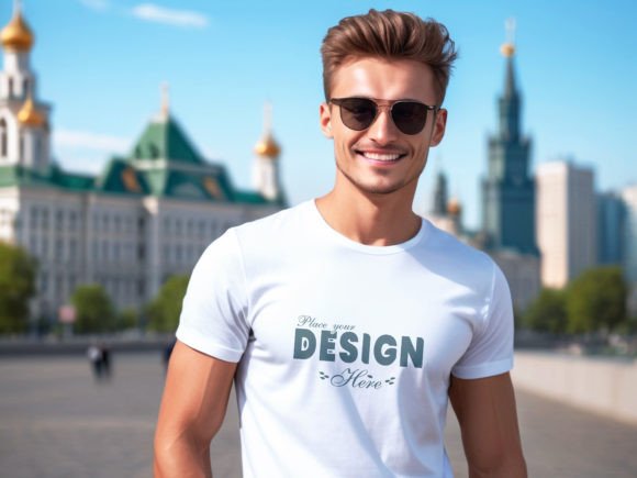 Download Nice Man White T-shirt Mockup Template - Mockup Collection