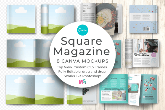 Download Square Magazine Mockup for Canva - Mockup Collection