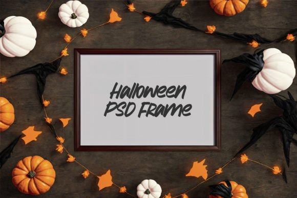 Download Dark Wood Halloween Frame PSD Mockup - Mockup Collection