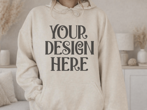 Download Gildan 18500 Sand Hoodie Mockup - Mockup Collection