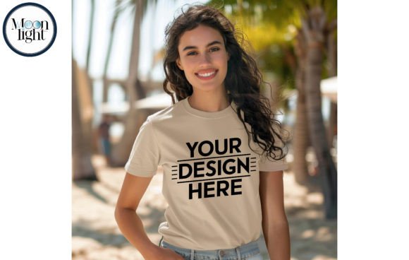 Download Gildan 64000 T-shirt,woman,sand Mockup 12 - Mockup Collection