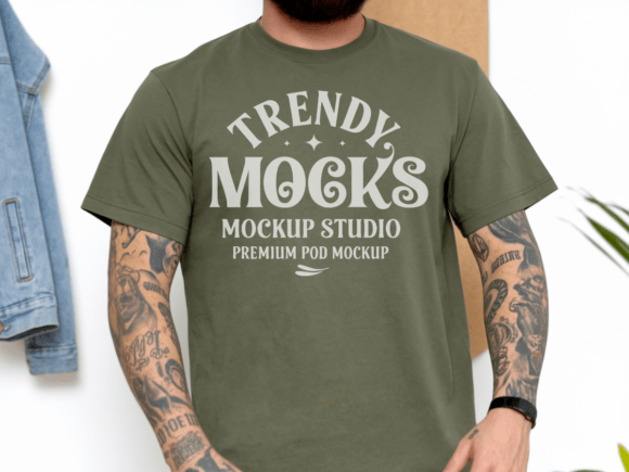 Download Gildan 5000 Military Green Men's Mockup - Mockup Collection