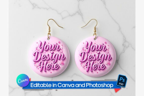 Download Round Earring Sublimation Mockup - Mockup Collection