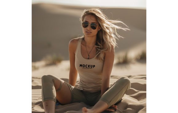Download Next Level 1533 Tank,woman,sand,mockup 4 - Mockup Collection