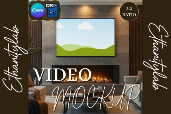 Download Fireplace Video Frame Mockup - Mockup Collection