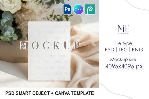 Download Wedding 5x7 Invitation Mockup PSD Canva - Mockup Collection